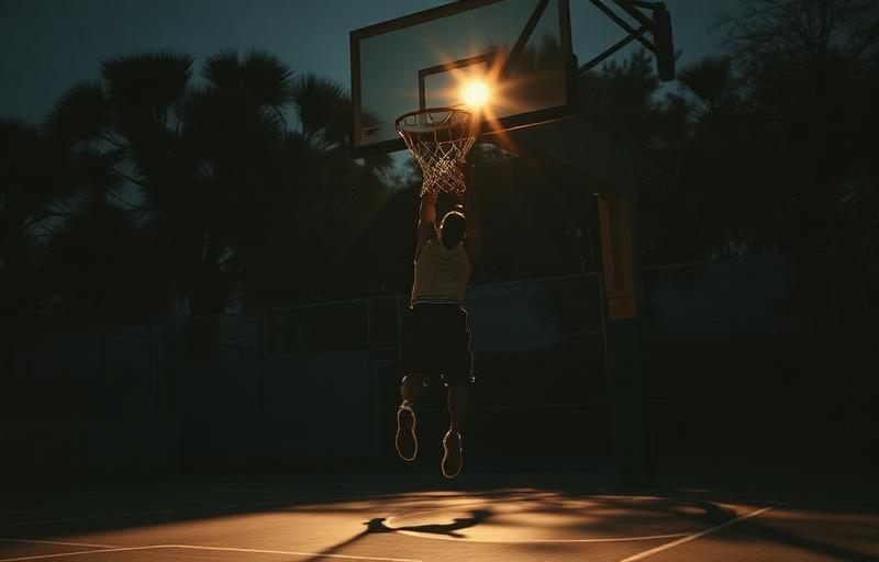 Outdoor basketball dunk highlight